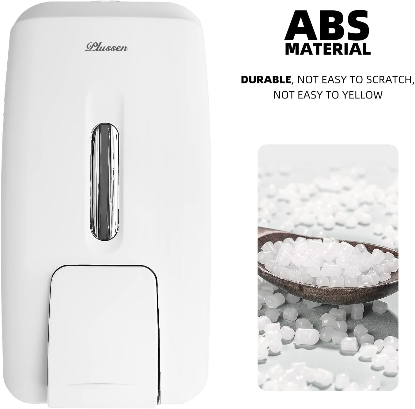 Soap Dispenser Wall Mount Adhesive Commercial Soap Dispenser 800ml No Drill Hand Sanitizer Dispenser for Bathroom Support Liquid and Gel,White-PN9088