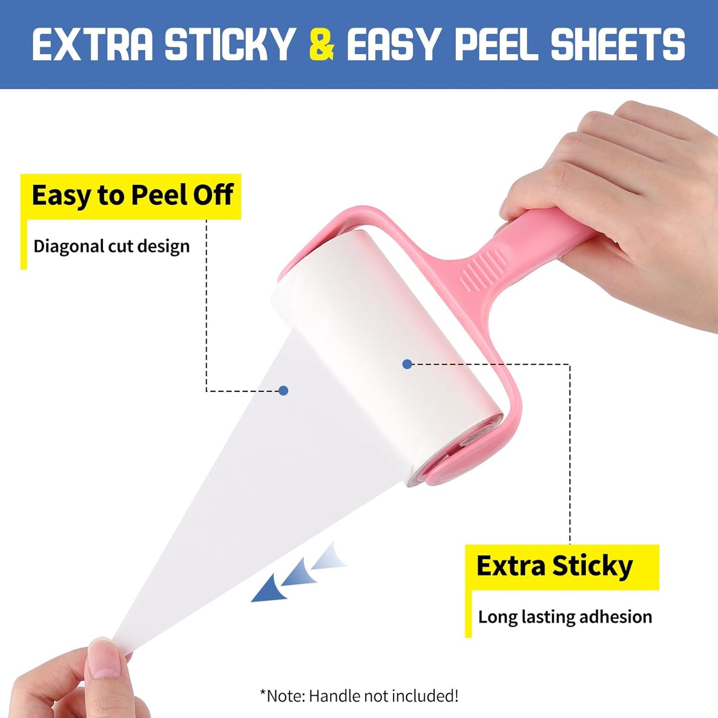 Extra Sticky Lint Roller Refills 2 Pack (240 Sheets) fit 3.8"-4" Standard Size Lint Roller Sticker with Inner Diameter at 1.5" for Pet Hair, Clothes, Furniture, Cars, No Handle Included