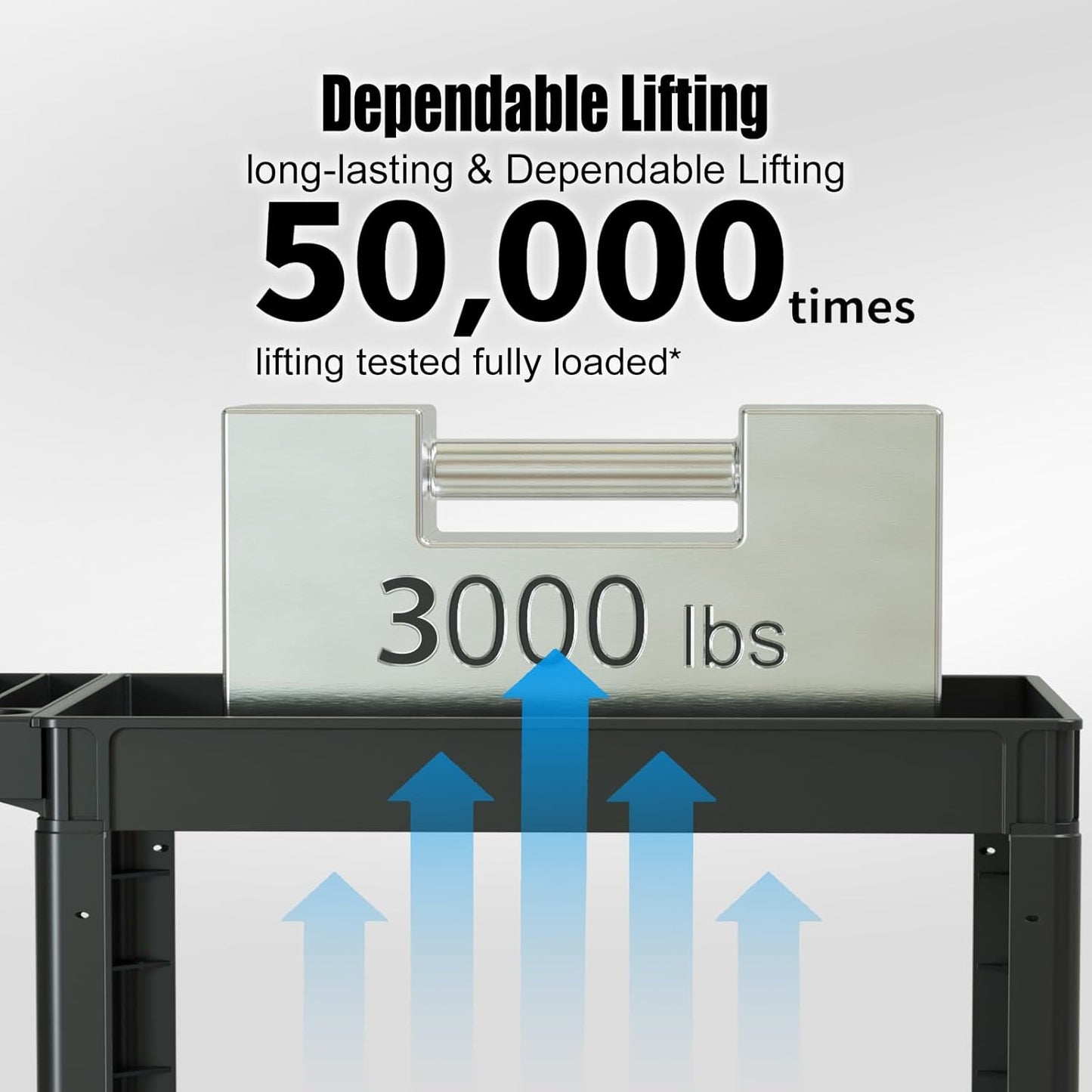 2 Tier Plastic Rolling Cart Utility Cart on Wheels, Heavy Duty Tool Carts with Ergonomic Storage Handle and Deep Shelfs, Work Cart Service Carts for Garage, Warehouse, Workshop, Office, Cleaning