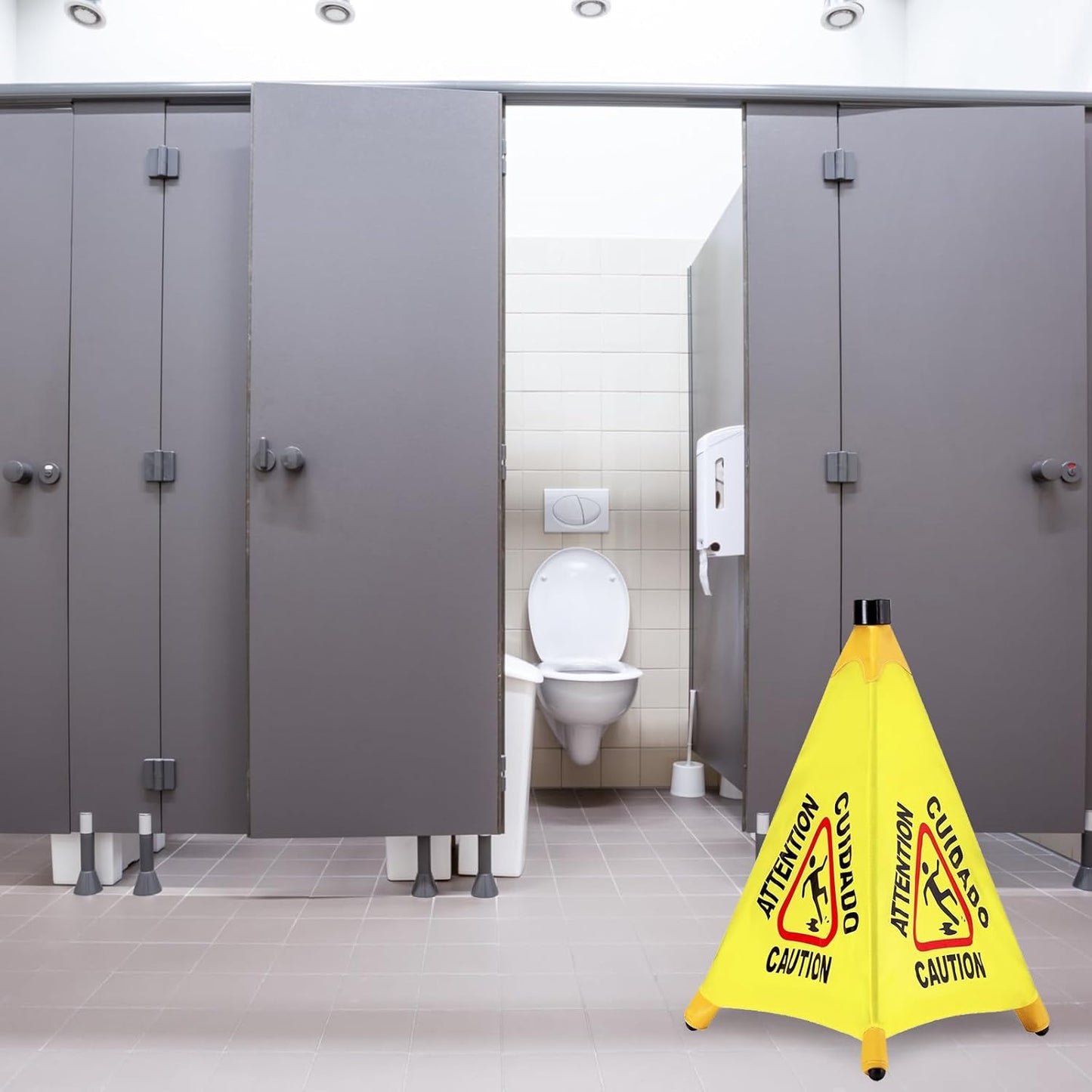 6 Pcs Pop up Wet Floor Sign with Storage Tube 20 Inch Wet Safety Signs Commercial Caution Safety Cone Pop up Caution Sign for Commercial Stores Grocery Restaurant Restroom Office Use