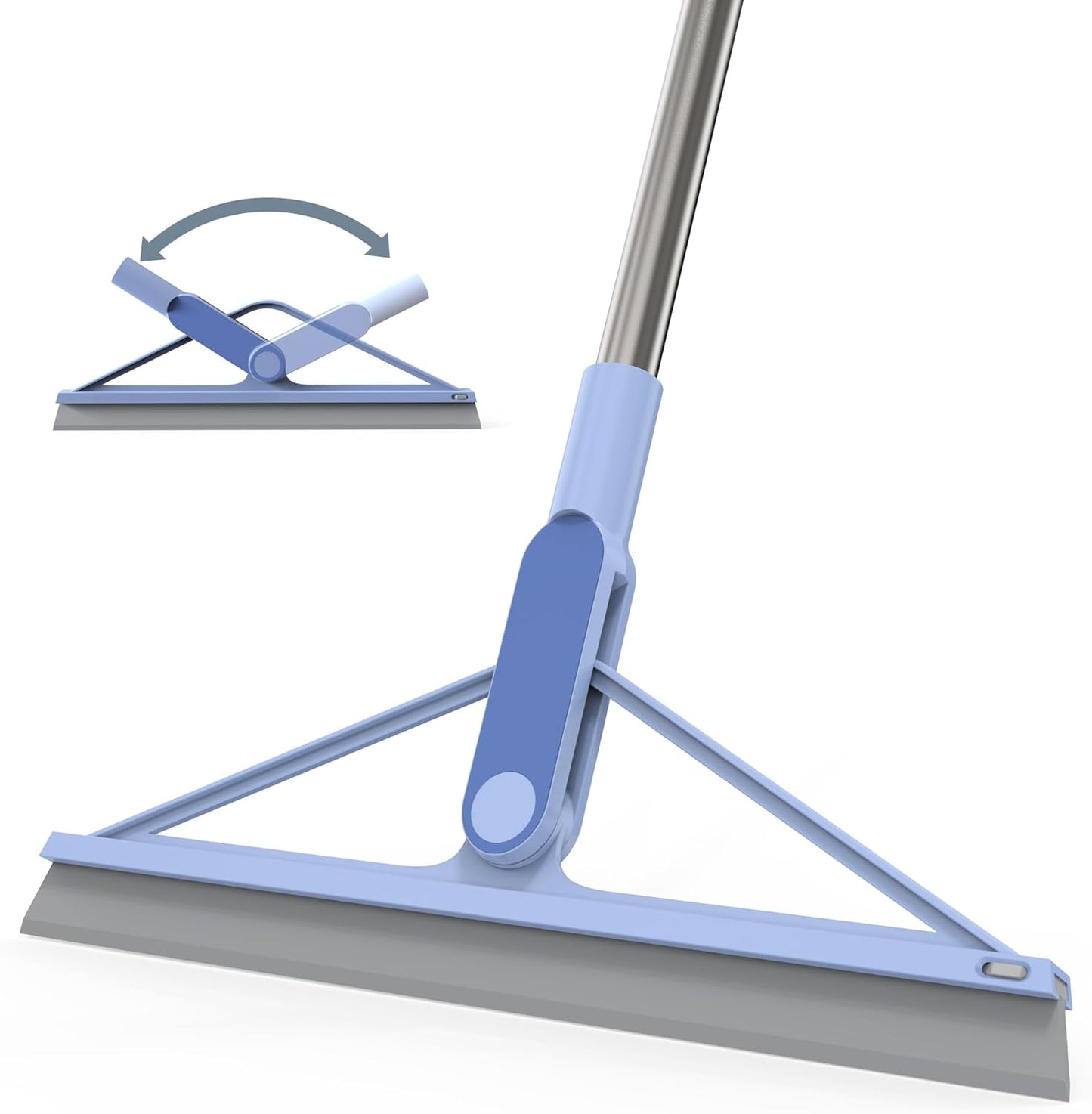 KOLLIEE Rubber Floor Squeegee Broom 61'' Long Handle Shower Squeegee for Floor with 120° Adjustable Head for Tile Concrete Deck Bathroom Window Garage