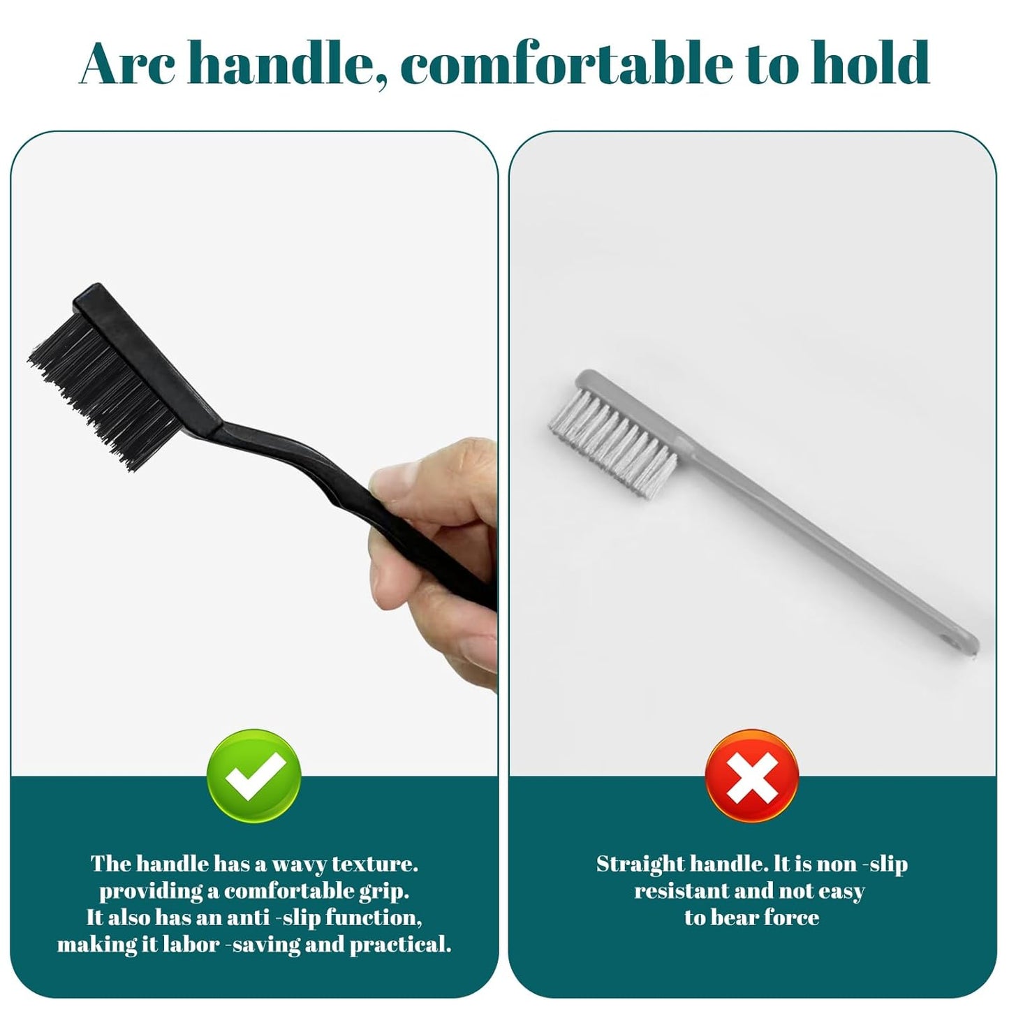 12 Pcs Mini Nylon Brush Set, Nylon Scratch Brush with Curved Handle, Cleaning Weld Slag and Rust