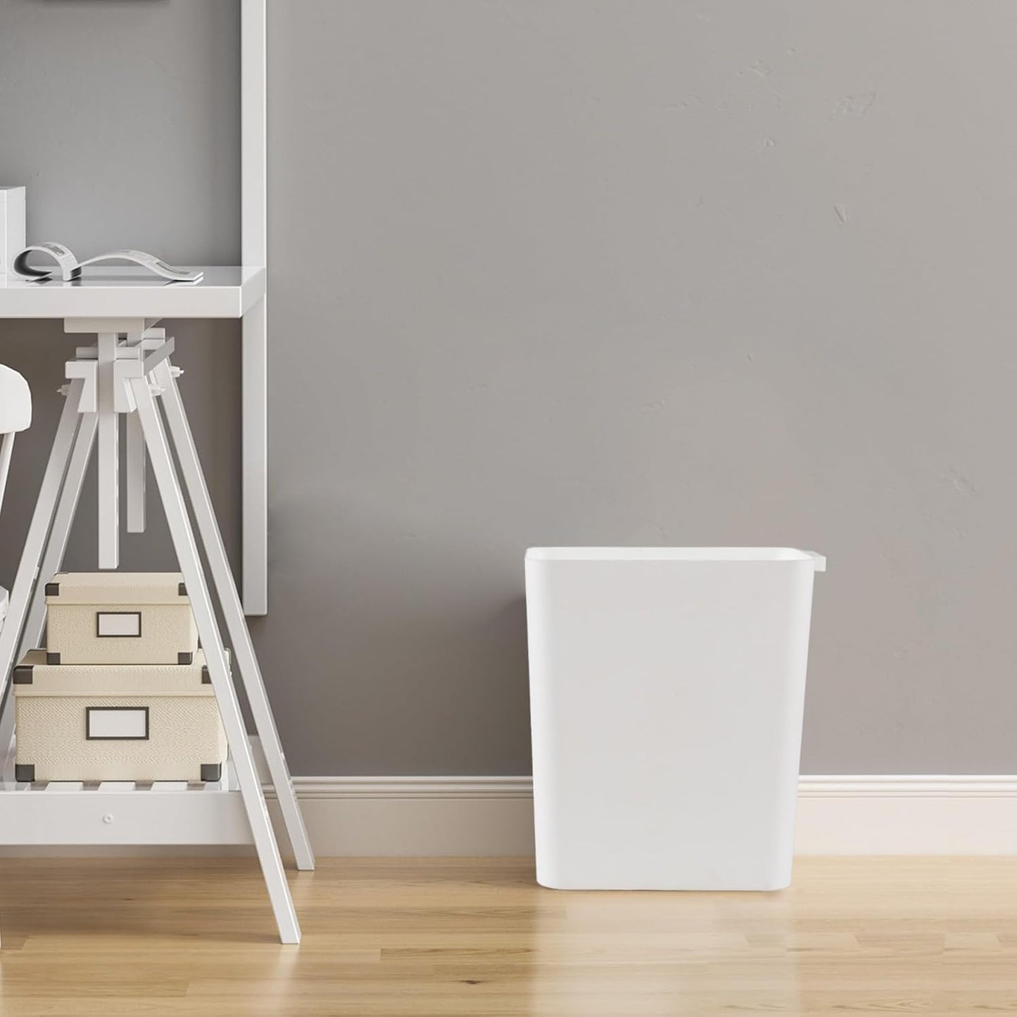 4.5 Gallon Plastic Wastebasket, Set of 3 Durable Open Top Garbage Can, Slim Trash Container Bin, White