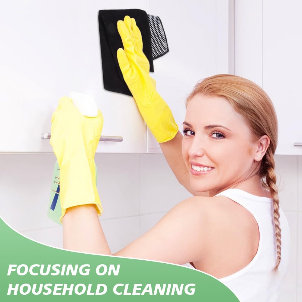 SINLAND Microfiber Dish Cloth for Washing Dishes Dish Washing Rags Best Kitchen Washcloth Cleaning Cloths Wash Cloths with Poly Scour Side 12Inchx12Inch 10 Pack Black