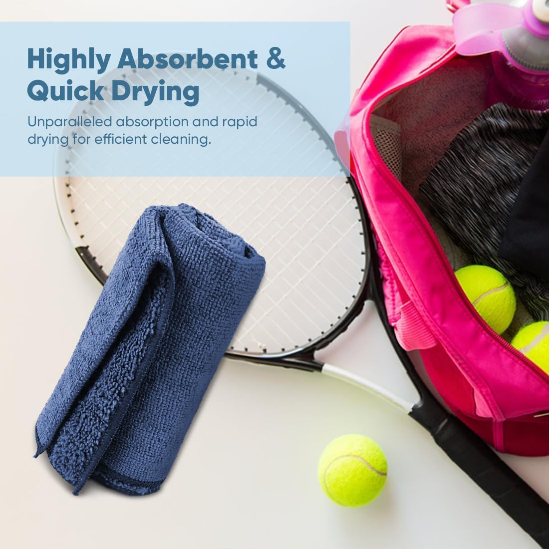 HOMEXCEL Microfiber Washcloths 12 Pack, Highly Absorbent and Soft Face Towel, Multi-Purpose Wash Cloths for Bathroom, Gym, Hotel, Spa and Kitchen, Multicolor 12x12 Inch