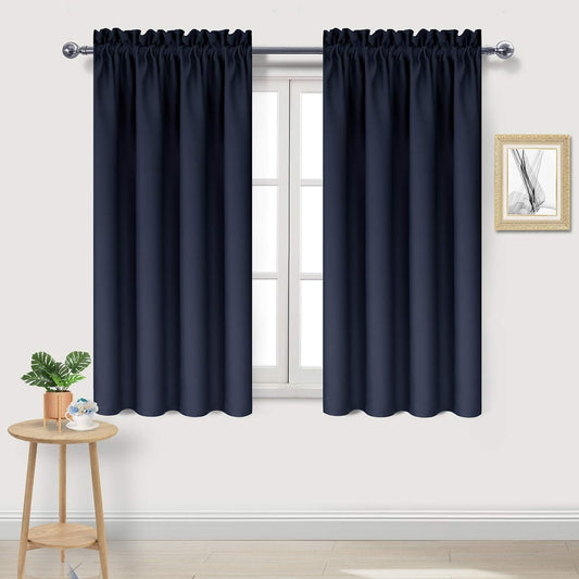 DWCN Navy Room Darkening Blackout Curtains - Thermal Insulated Privacy Energy Saving Window Curtain Drapes 42 x 54 inch Length, Set of 2 Bedroom Living Room Curtains