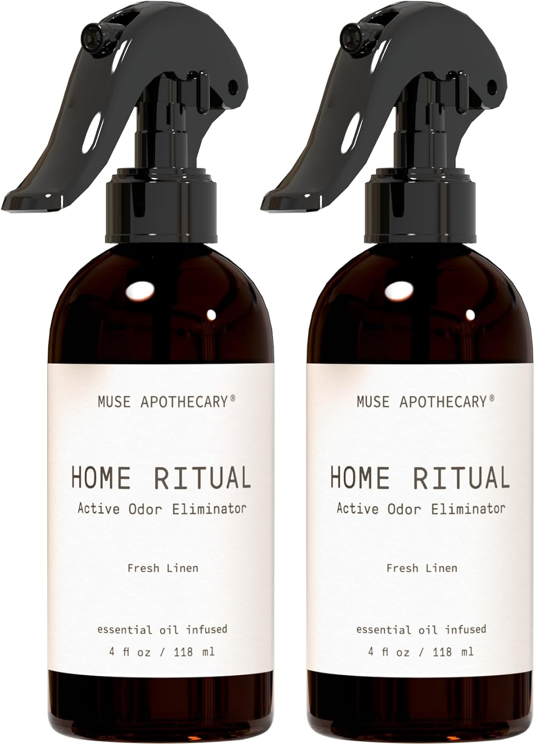 Muse Apothecary Home Ritual Active Odor Eliminator Spray - Furniture Deodorizer Spray & Bathroom Odor Eliminator for Home - Essential Oil Air Freshener - 4oz, Fresh Linen