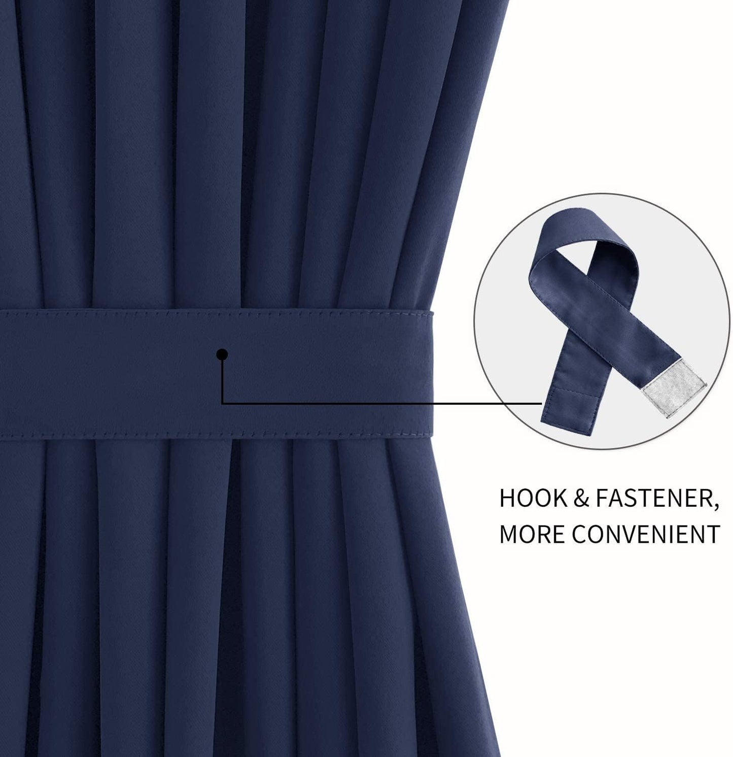 DWCN French Door Curtains – Rod Pocket Thermal Blackout Curtain for Doors with Glass Window, Kitchen and Patio Doors for Privacy, 36 X 72 Inches Long, 1 Curtain Panel with Tieback,Navy Blue