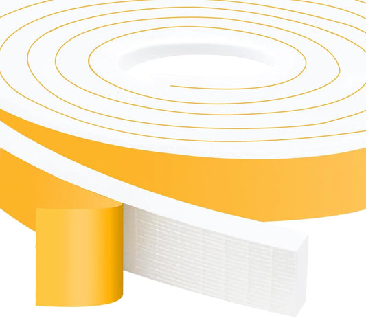 High Density Foam Weather Stripping Door Seal Strip Insulation Tape Roll for Insulating Door Frame, Window, Air Conditioner Self Adhesive Sealing Weatherstrip Dustproof (1 in x 1/2 in x 20 Ft)