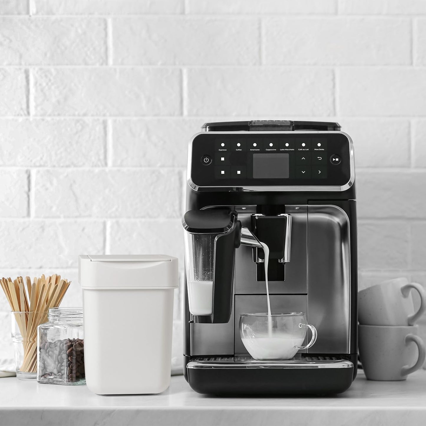 carrotez Mini Trash Can, Countertop Trash Can with Lid, 2 Liter/ 0.5 Gallon, Waste Basket, Garbage Container for Coffee Bar, Bathroom, Kitchen, Office, Desk, Bedroom - White