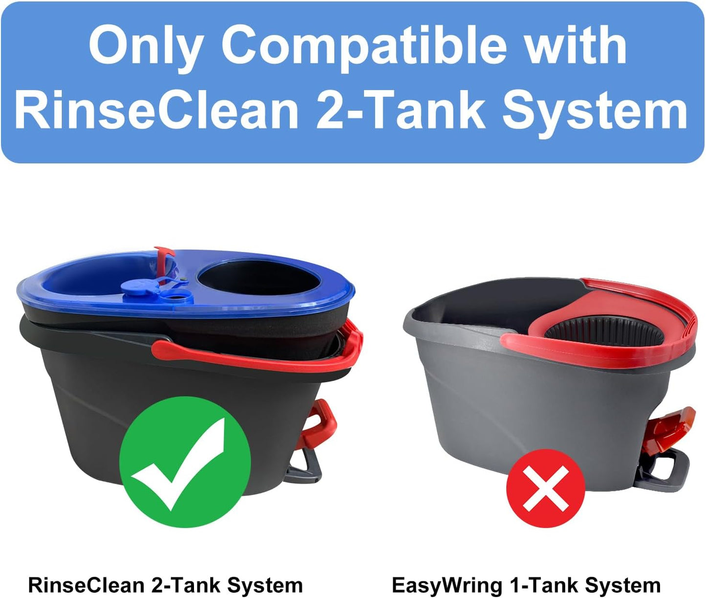 Mop Heads Replacements for Ocedar, 3 Pack Mop Replace Head for Ocedar RinseClean 2-Tank System, Spin Mop Replacement Head with 2 Scrubber Mop Head, Microfiber Mop Refills Deep Cleaning