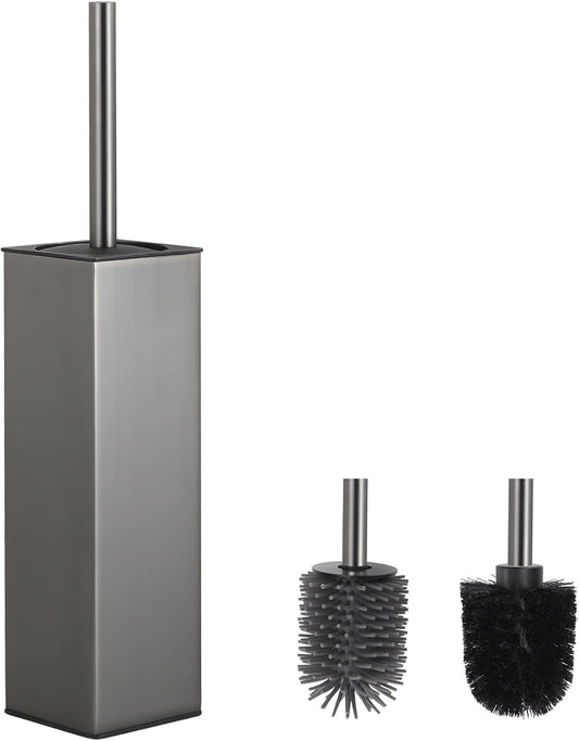 BVL Toilet Brush and Holder Set Gun Gray Freestanding Toilet Bowl Brush for Bathroom
