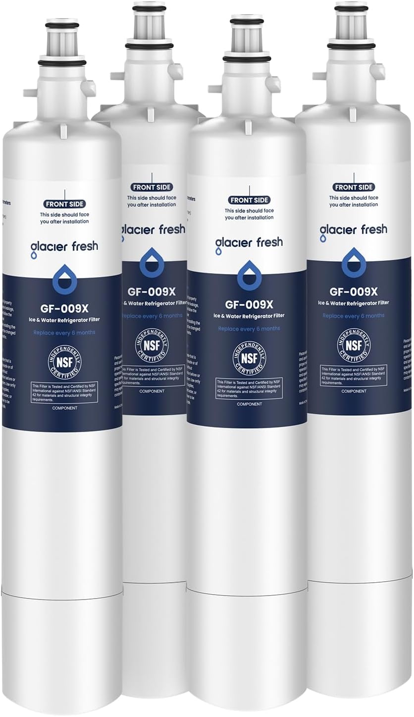 GLACIER FRESH Replacement for RPWFE, RPWF (Built-in CHIP) Refrigerator Water Filter, Compatible with GFE28GYNFS, GFE28GELDS, PFE28KELDS, PFE28KYNFS, GFD28GELDS, PWE23KELDS, PWE23KMKES, 4 Pack