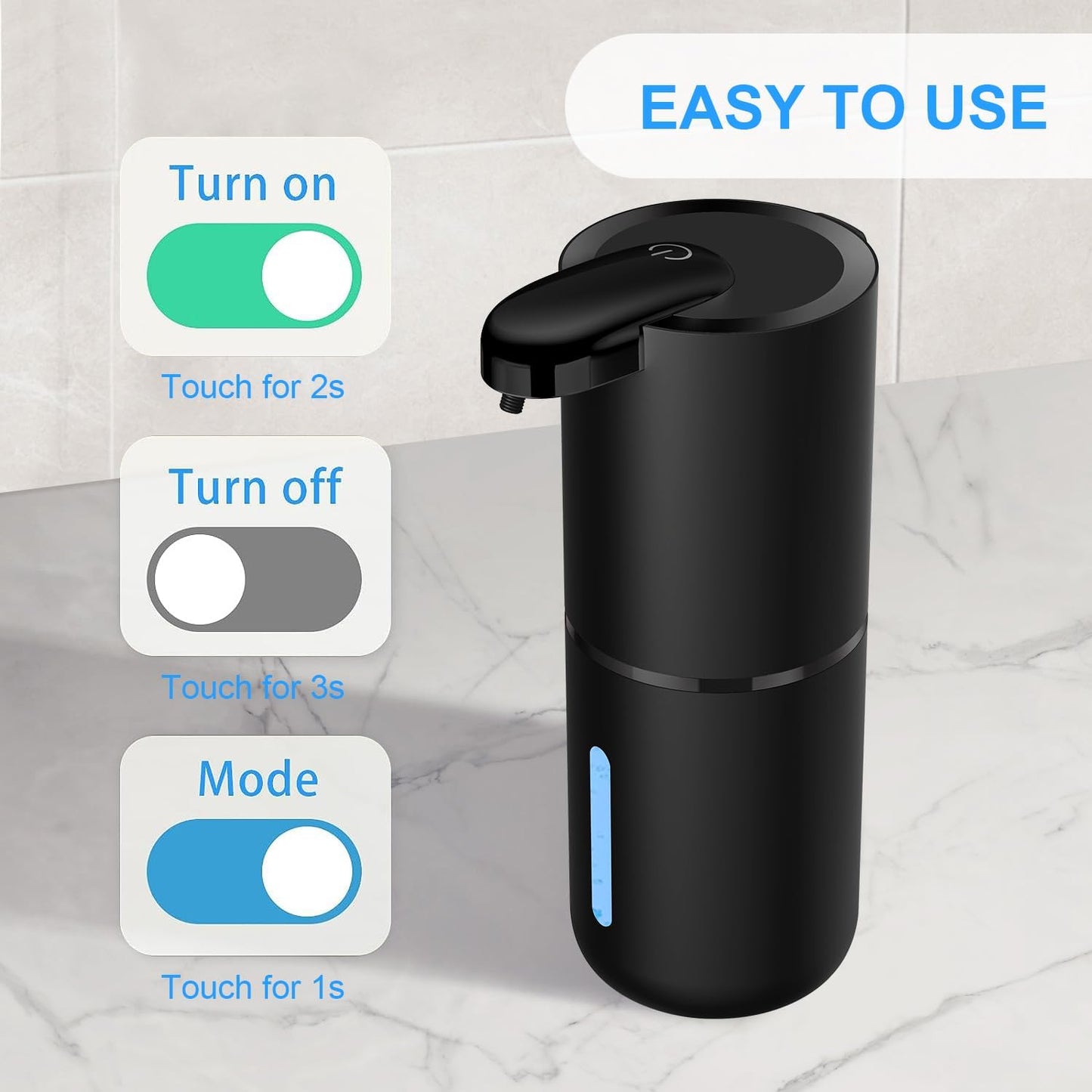 Automatic Foaming Soap Dispenser, Touchless Hand Soap Dispenser Rechargeable, Dish Foaming Liquid Dispenser Electric for Bathroom Countertop, Kitchen and Commercial 12.85 oz/380mL