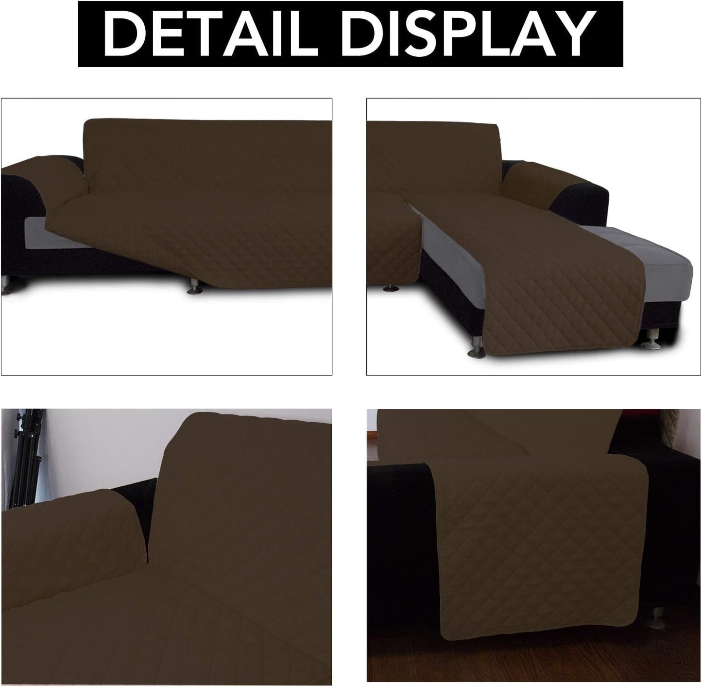 Easy-Going L Shape Sofa Slipcover - Sectional Couch Cover Chaise Cover - Reversible, Pet & Kid Friendly - Coffee/Coffee