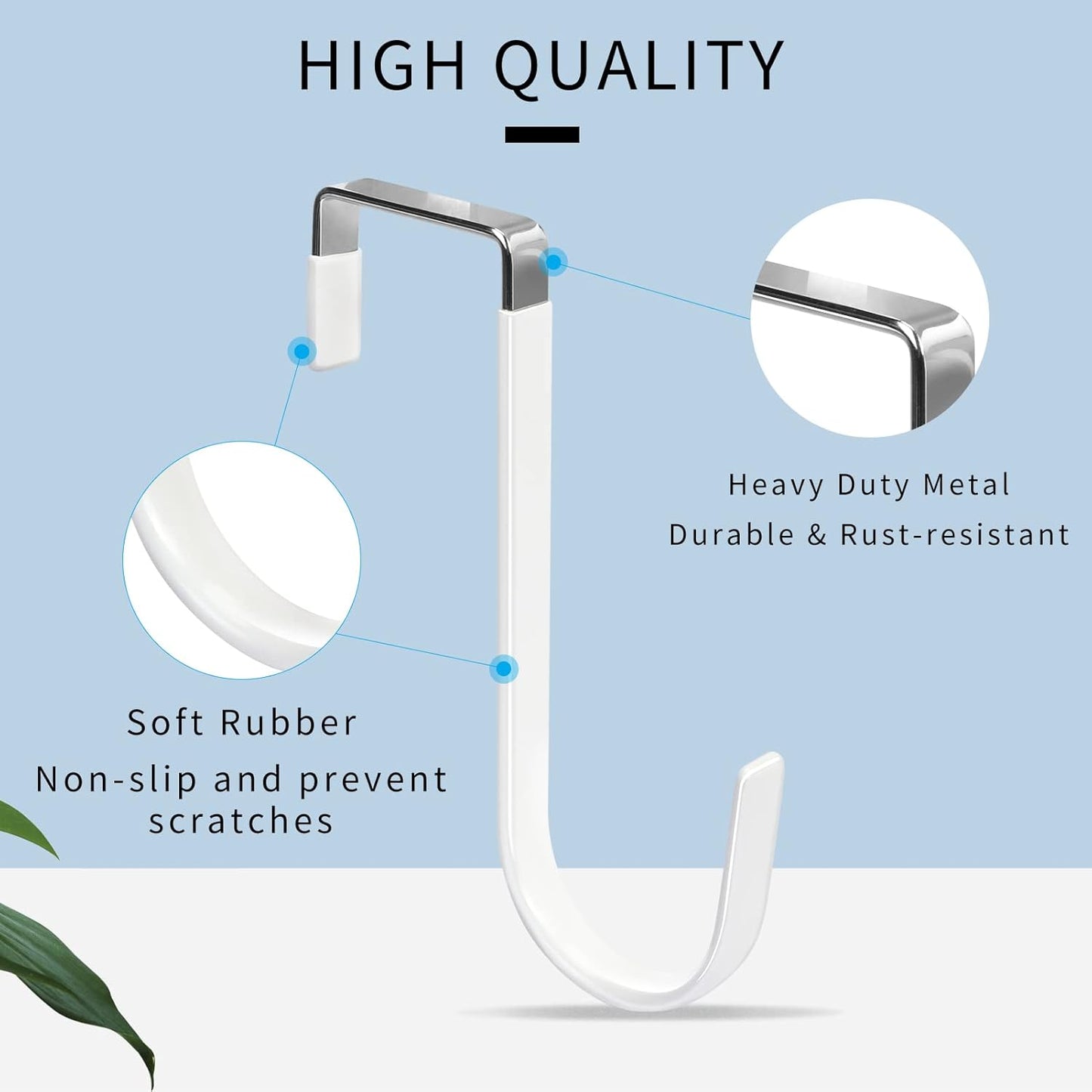 FYY Over The Door Hooks, 10 Pack Door Hangers Hooks with Rubber Prevent Scratches Heavy Duty Organizer Hooks for Living Room, Bathroom, Bedroom Hanging Clothes, Towels, Hats, Coats, Bags White