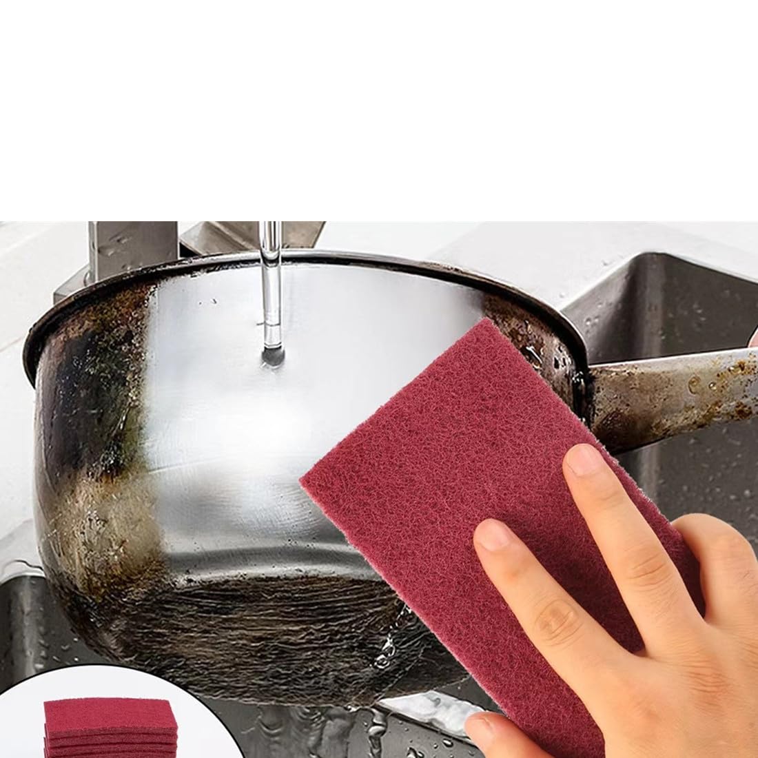 3M Scotch Brite 7447 Very Fine Grade General Purpose Sanding Hand Pads 6Pcs 200 x 125mm/8" x 5" Red