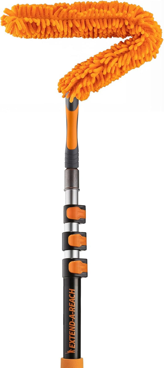 Ceiling Fan Blade Duster Cleaner with 4-14 ft Extension Pole (20ft Reach) // Flexible Fan Cleaner for Ceiling Fans // Microfiber Ceiling Fan Brush Cleaner with Pole // Best Ceiling Fan Cleaning Tool