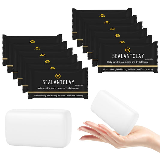 12Pack Quick Repair Mud and Waterproof White Sealing Putty - Pipe Sealing Repair Sealing Clay, Ideal for Air Conditioning Gaps, Wall Holes and Drain Connections