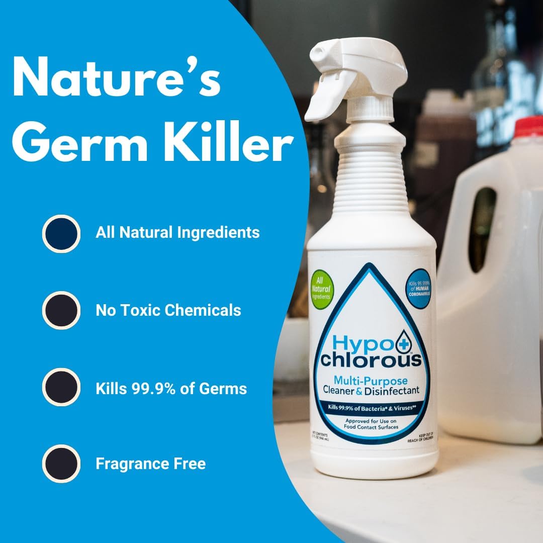 Hypochlorous Acid Spray For Home 32oz - Cleaner & Disinfectant – Safe for Kids & Pets – Multi-Purpose Hypochlorous Acid Cleaner – Eco-Friendly HOCl Spray