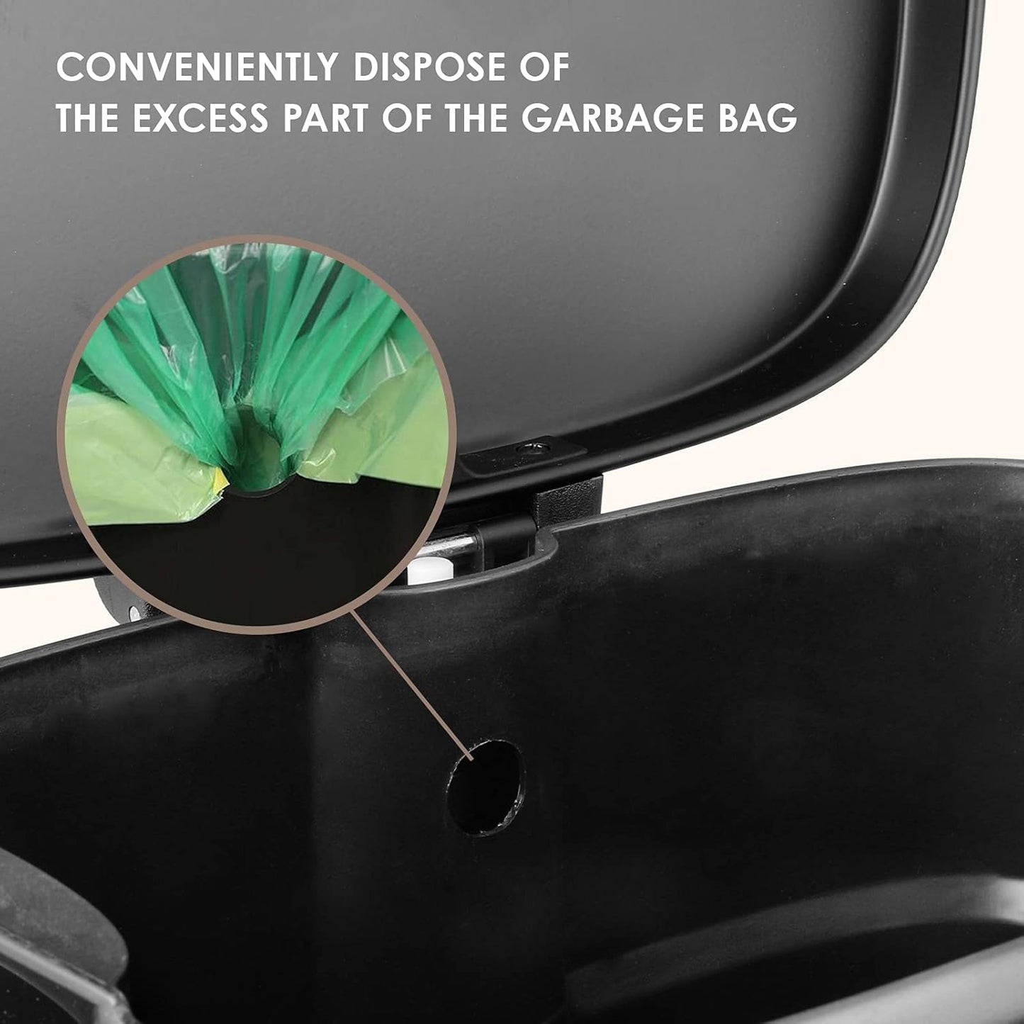 AthLike Trash Can, Stainless Steel Kitchen Garbage Can, Step Waste Bin with Hinged Lid and Removable Inner Bucket, Soft-Close, Dustbin for Bathroom Bedroom Living Room Home (Black, 8 Gal)