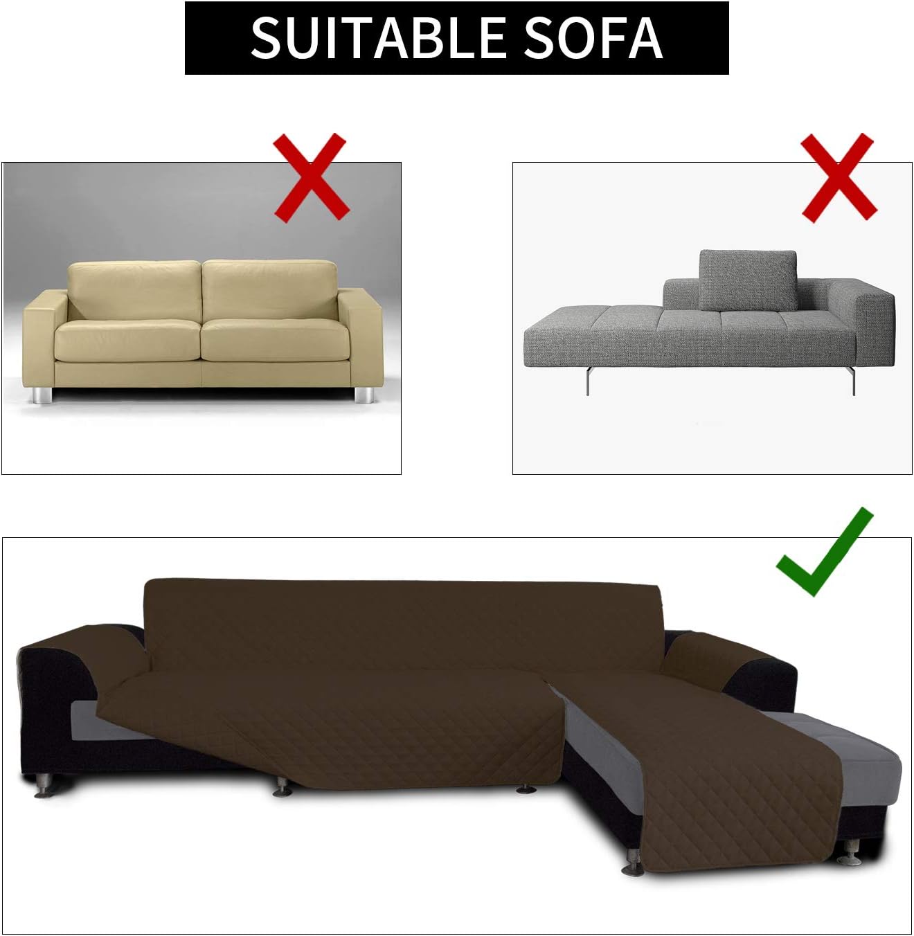 Easy-Going L Shape Sofa Slipcover - Sectional Couch Cover Chaise Cover - Reversible, Pet & Kid Friendly - Coffee/Coffee