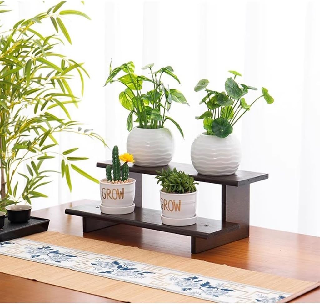 2 Tier Wood Desktop Ladder Storage Rack, Bamboo Wooden Storage Shelf for Kitchen Countertop, Spice Rack for Cabinet, for Mugs, Cream, Syrup, Cups, Spices, Kitchen Condiments (40cm)