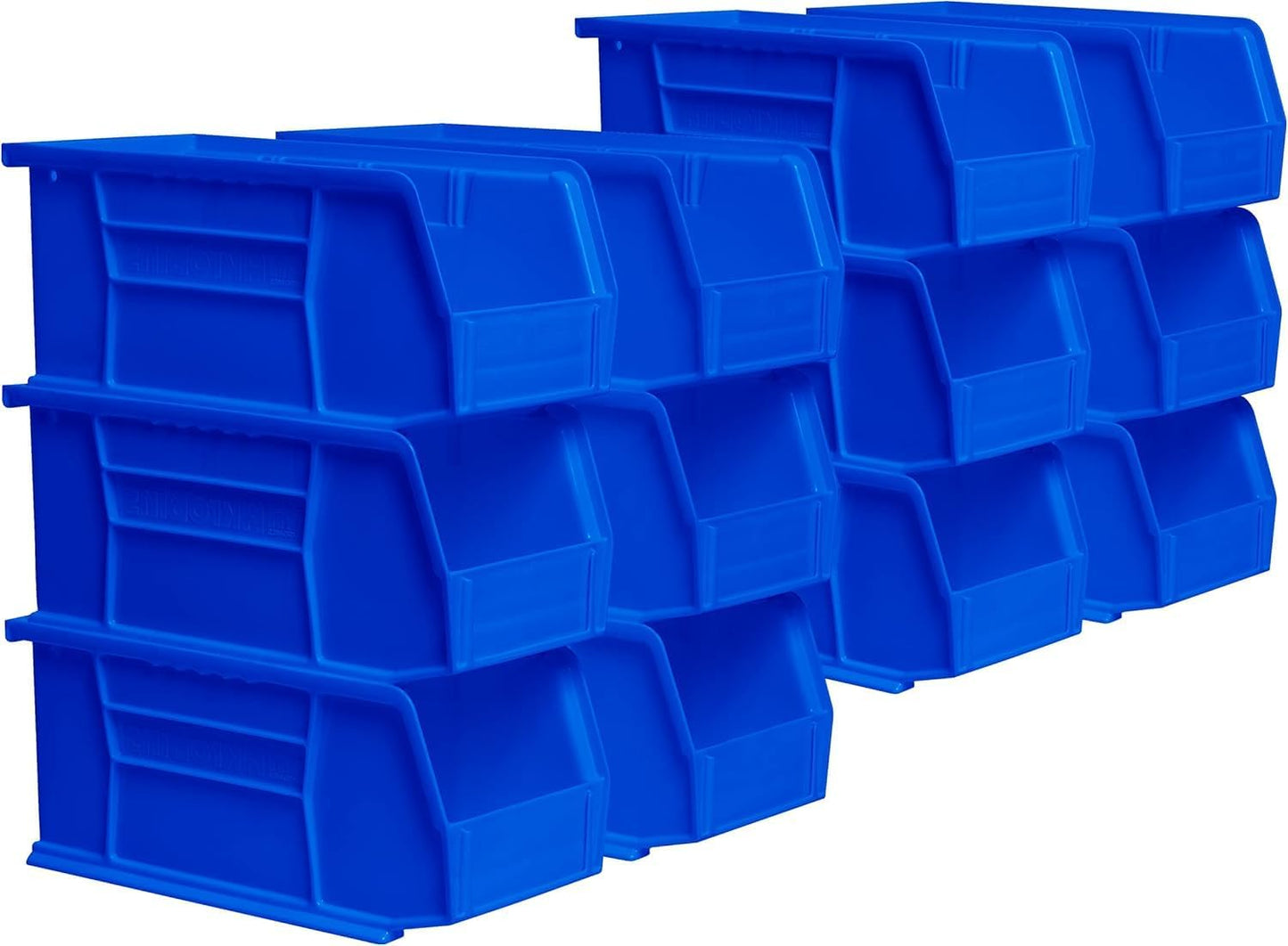 Akro-Mils 30230 AkroBins Plastic Storage Bins, Space-Saving Stackable Bins for Garage, Pantry, Craft Organization, 10.5 "L x 5.5 "W x 5"H, Blue, 12-Pack