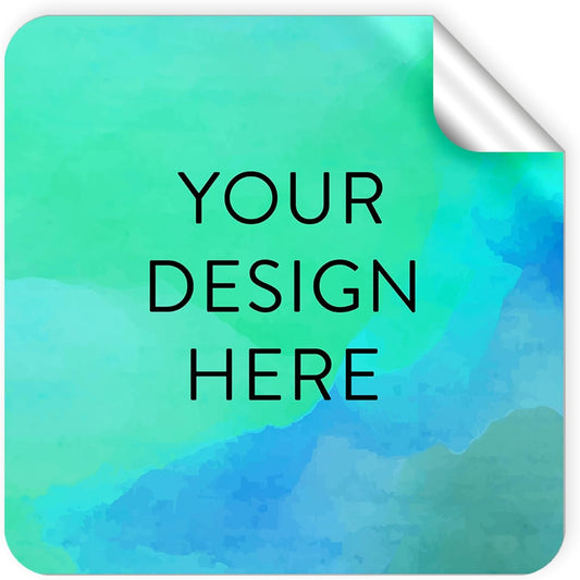 100 Custom Vinyl Stickers - Upload Your own Image, Text, Design, Logo - Personalized Logo Labels for Handmade, Packaging, Bottle, Jars, Candle, Brand Stickers (Blue Green, 2x2 Square)