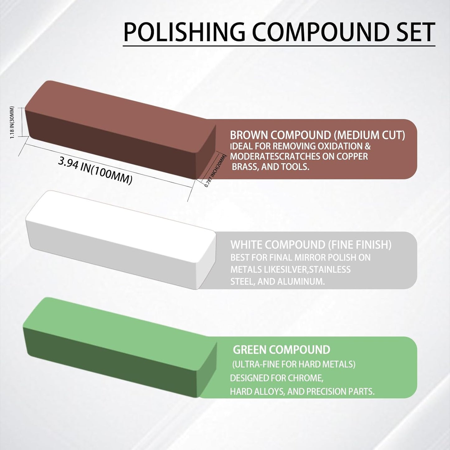 6PCS Buffing Wheels for Drill and 3 PCS Polishing Compounds, Wheel Polishing Kit, Polishing Wheel for Stainless Steel/Aluminum/Chrome/Wood/Jewelry/Plastic/Ceramic/Glass etc