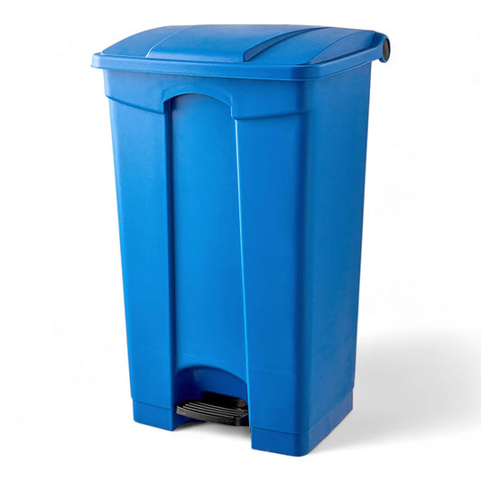 PRO&Family Step-On Trash Can with Lid, Plastic Waste Bin, Foot Pedal Operation (Blue, 23 Gallon)