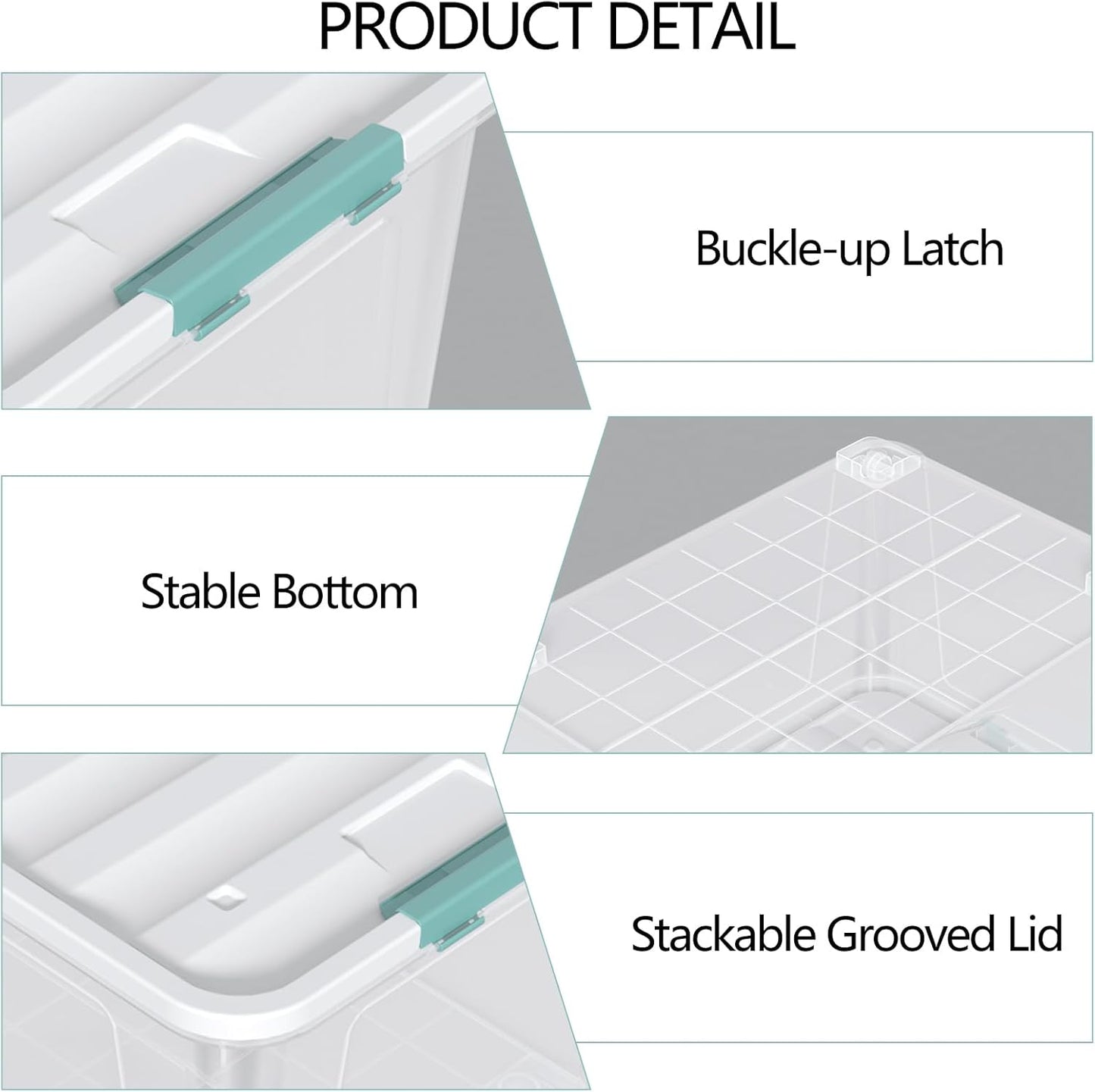 Zopnny 2-Pack Large Latching Box, 85 Quart Plastic Storage Bin with Lid, Stackable Totes w/Wheels, Clear