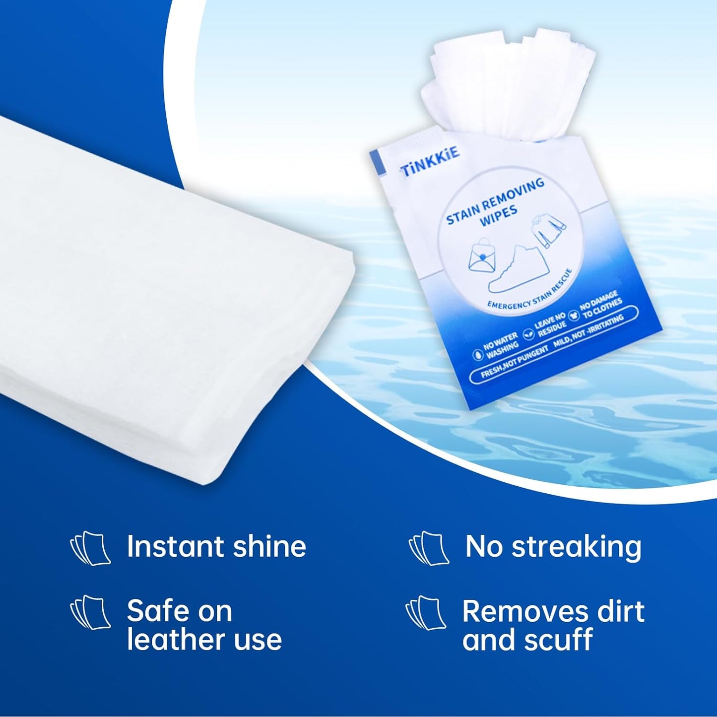 50-Pack Stain Remover Wipes, Portable Clothing Stain Remover Wipes, Instant Stain Remover and Individually Wrapped, Stain Removers for Clothes, Shoes And Surface cleaning of headphones and electronics