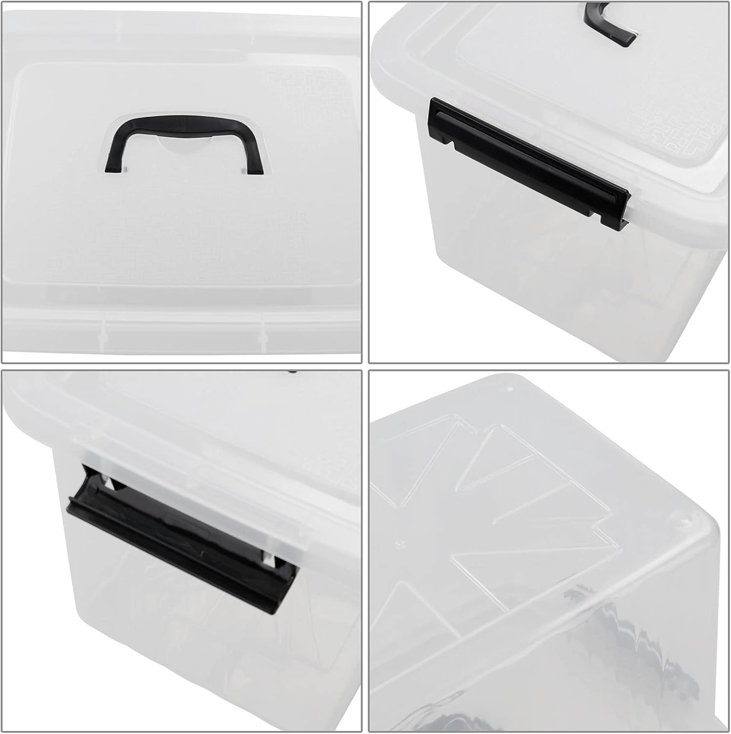 Zopnny 12 Quart Storage Latch Bins with Handles, Plastic Clear Storage Box with Lid, 6 Pack