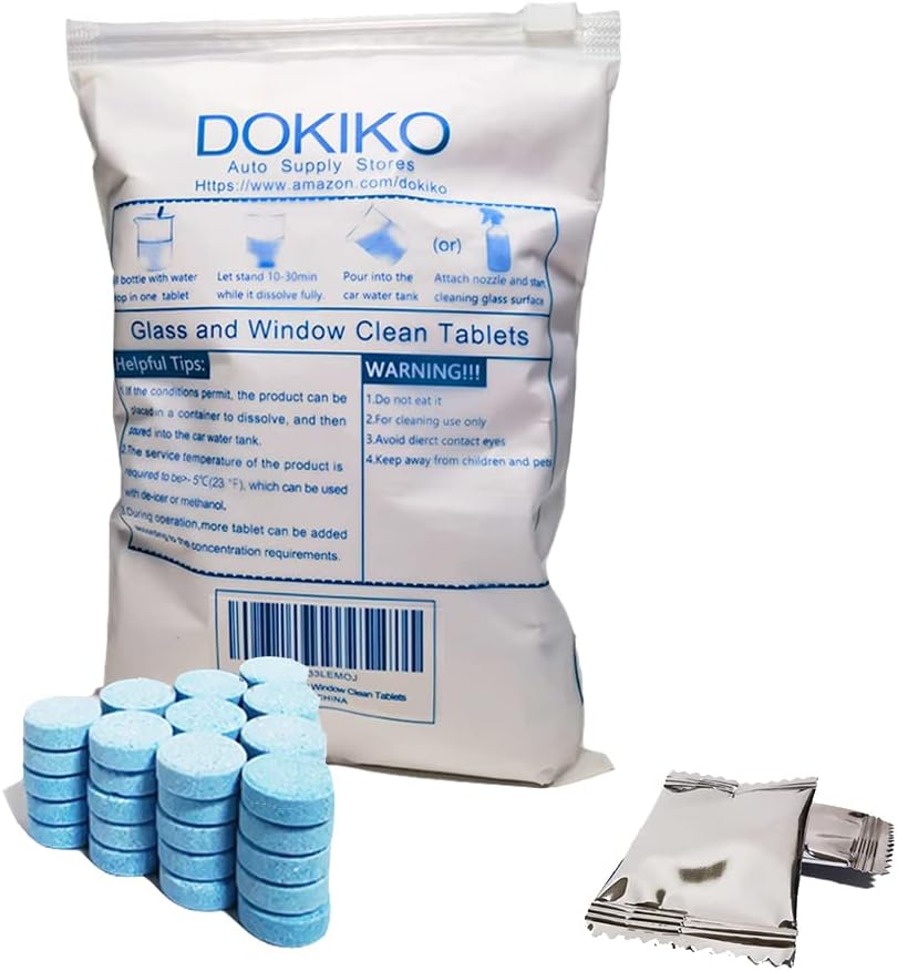 Glass Cleaner Refill Tablets - 50 Concentrated Multi-Surface Cleaning Tablets, 1 Pack Makes 50 * 16 fl oz Spray for Windows, Mirrors, Windshields & More