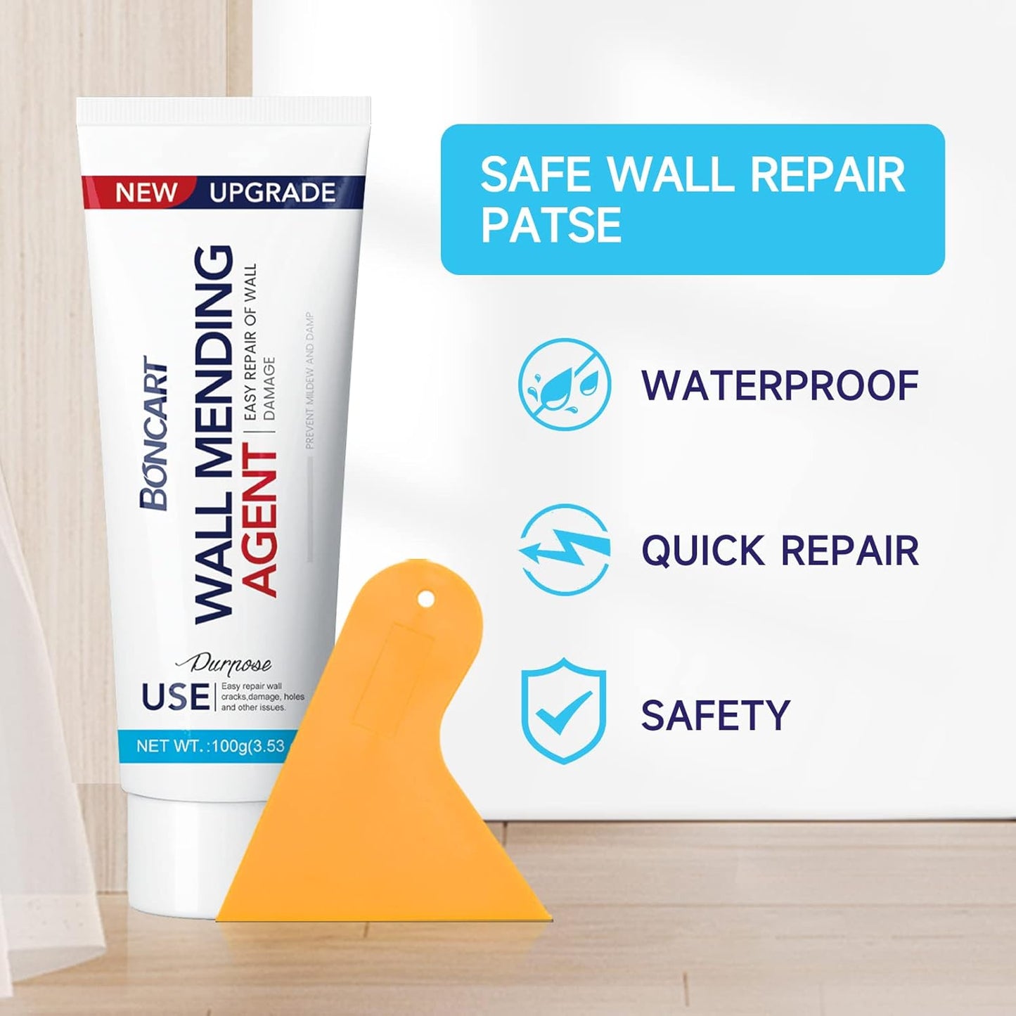 Drywall Repair Kit, Spackle Wall Repair Kit, 3 Pack Wall Mending Agent Putty, Wall Repair Paste Plaster for Wall Crack/Nail Hole, Wall Hole Filler with Scraper/Sandpaper