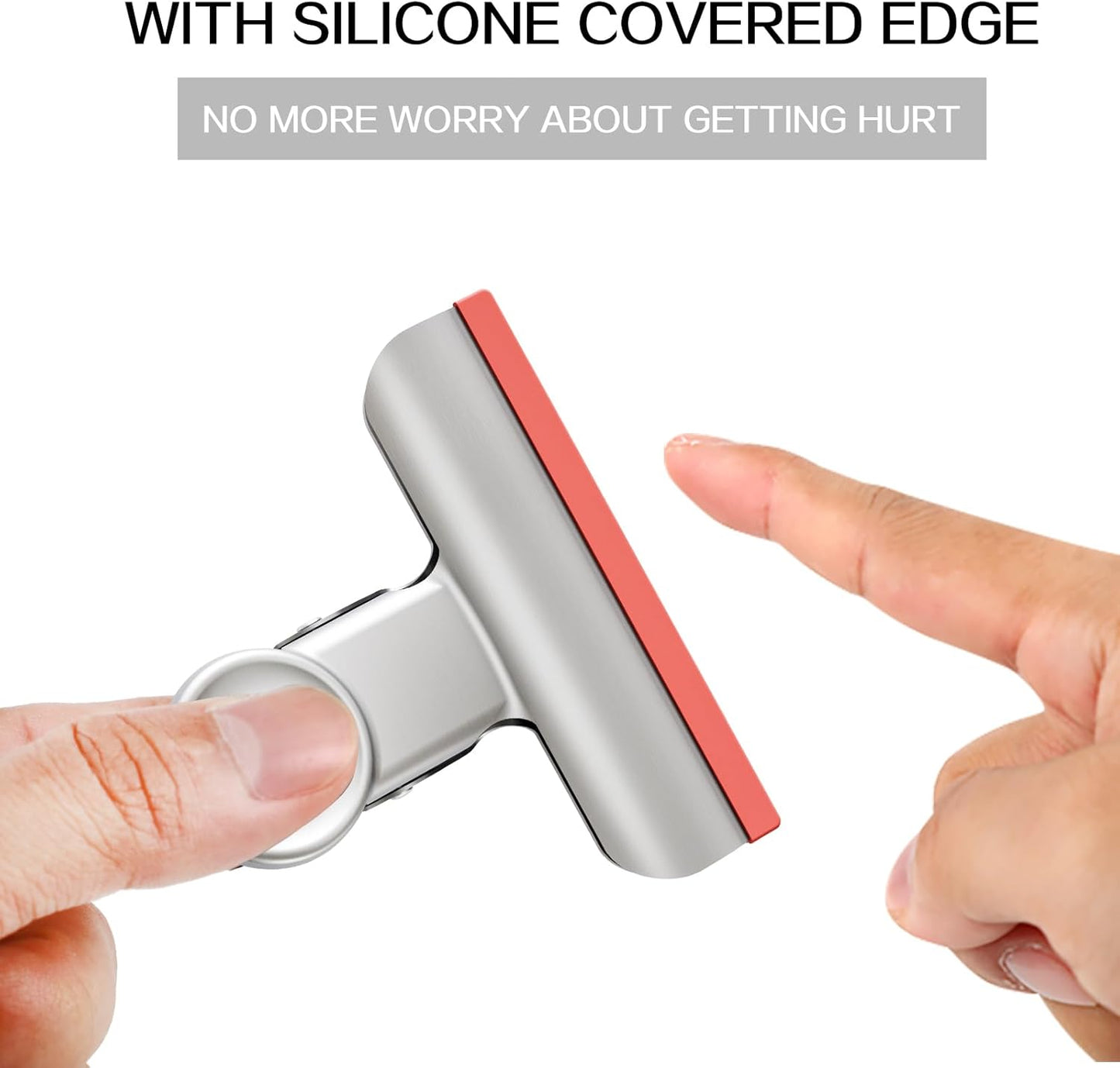 HOUSE AGAIN 12 Pack Stainless Steel Chip Bag Clips Covered with Silicone NO More Sharp Edges, Bulldog Clips for Food Bags Air Tight Seal, Heavy Duty Binder Paper Clips for Kitchen and Office, 3 Inches