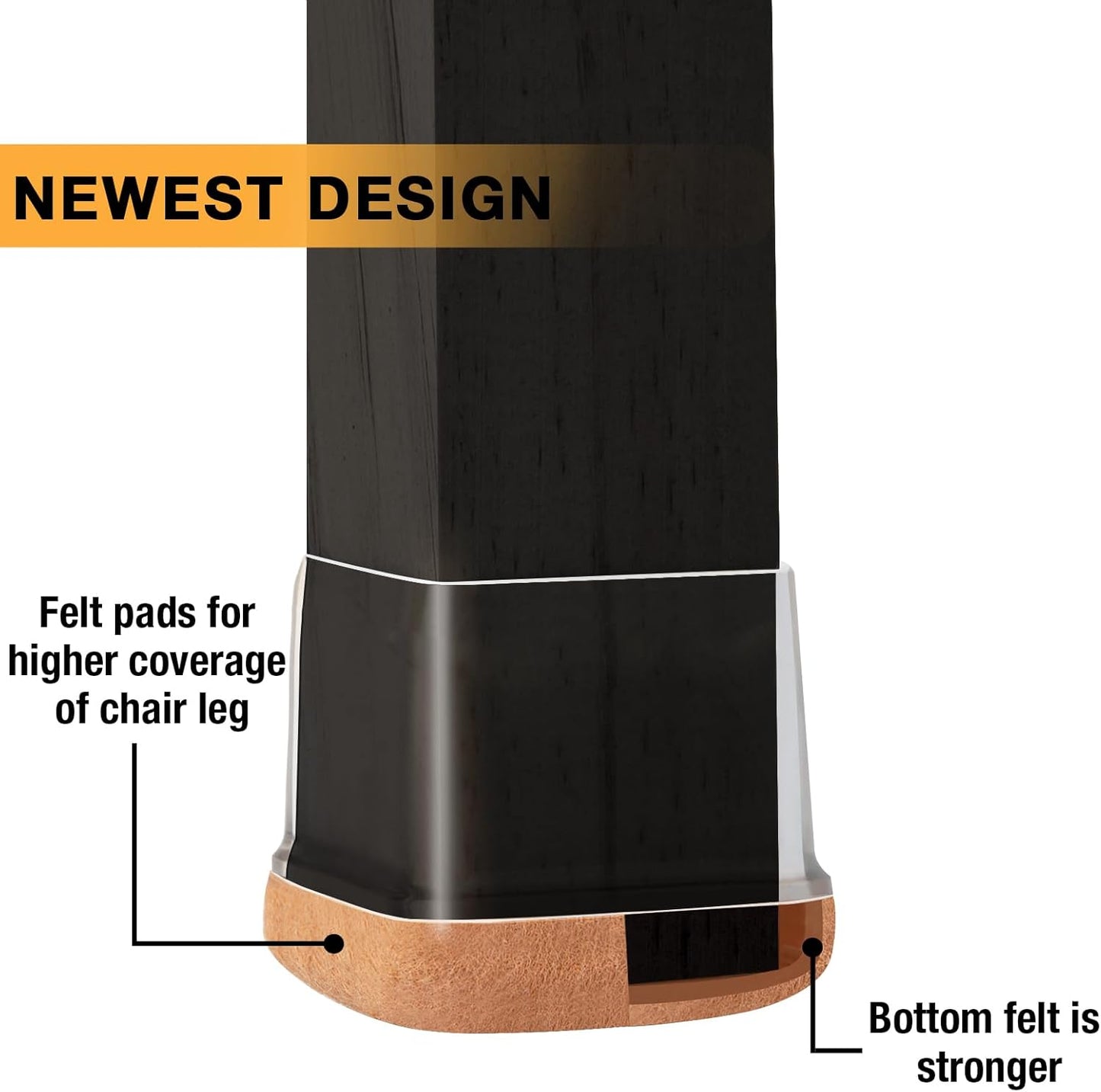 16 Pcs Extra Large Square Chair Leg Floor Protectors, Silicone Chair Leg Protectors for Hardwood Floors, High Elastic Chair Leg Caps, Protect Wooden Floors from Scratching (Fit: 1-2/5" - 1-4/5")