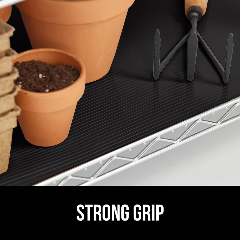 GORILLA GRIP DuraGuard Shelf Liner, 17.5x30 Non-Adhesive Cabinet Liners for Kitchen Drawers, Shelves, Refrigerator, Pantry Storage, Bathroom Closet, Durable Waterproof BPA Free Ribbed Plastic, Black
