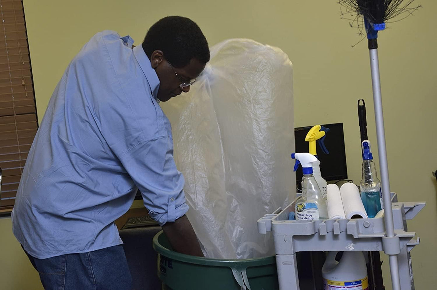 Aluf Plastics High Density Trash Bags, 10 Gallon, 1000 Count, 6 Micron (eq), 24" x 24", Clear, for Bathroom, Office, Industrial, Commercial, Janitorial, Municipal, Recycling