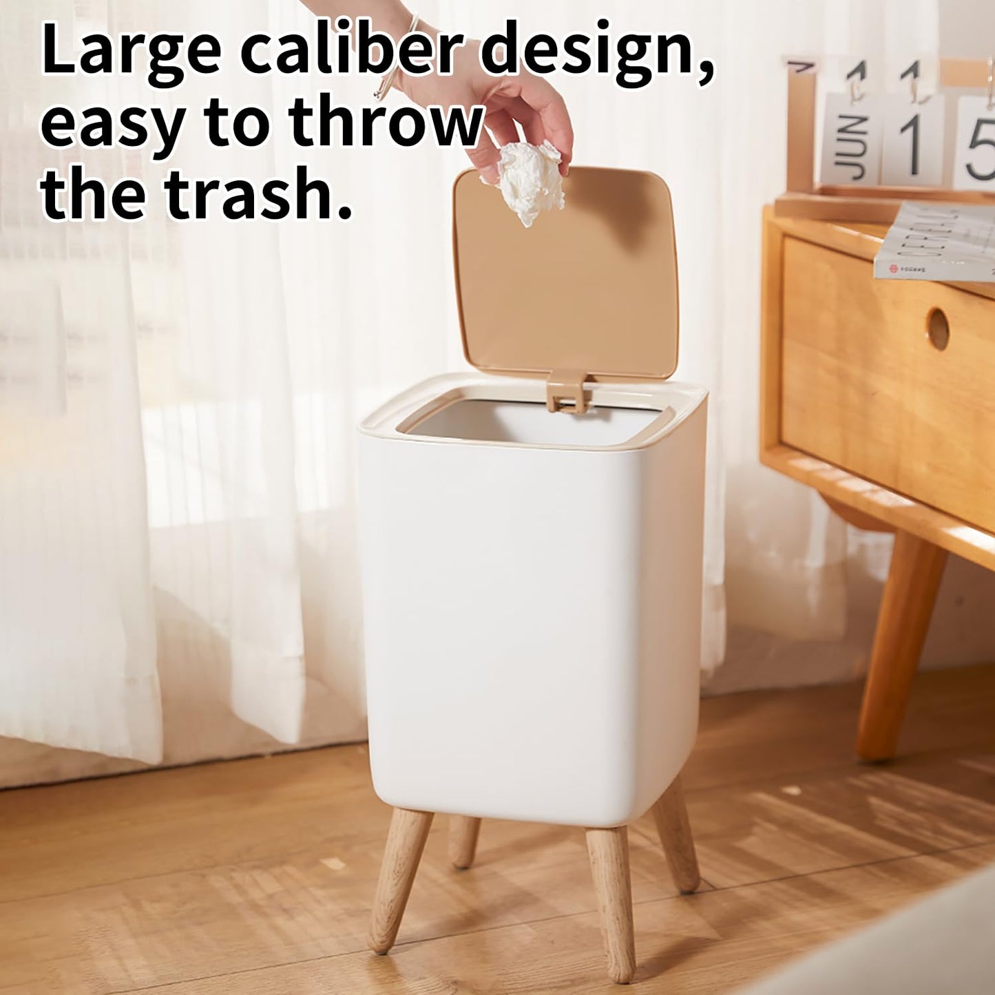 WanWanKa Mini White Plastic Trash Can, 2.6 Gallon Capacity, Slim Design, Anti-Odor, Easy to Clean, Suitable for Any Place