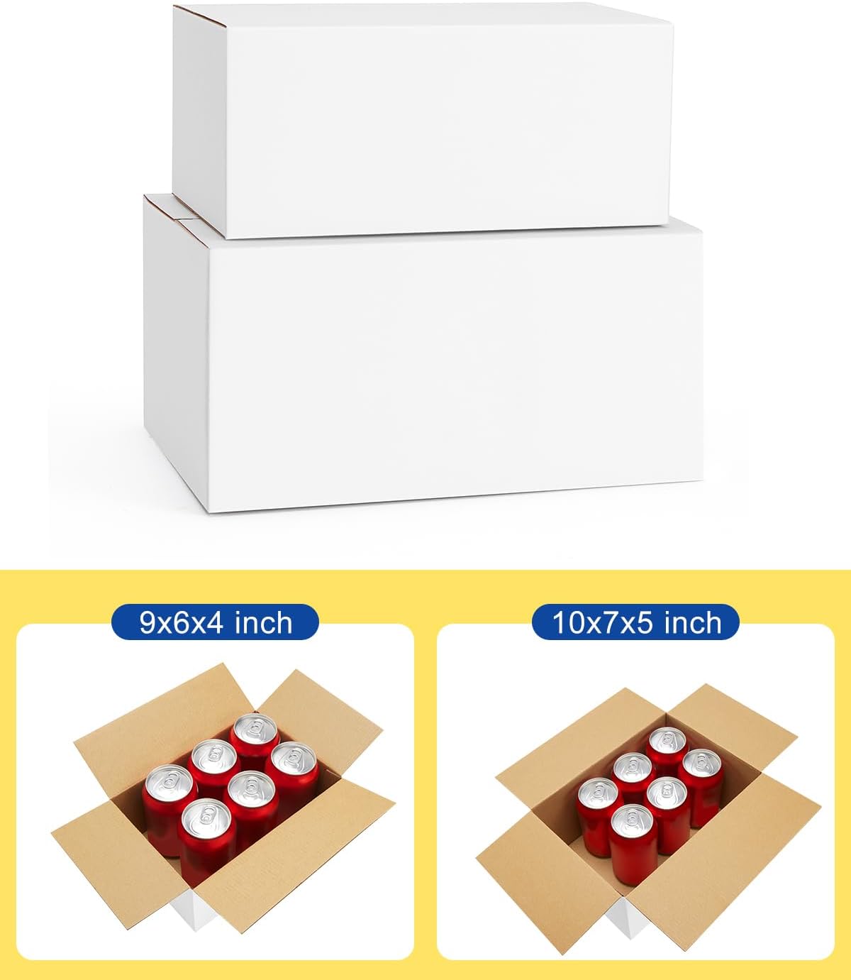 Assorted-Sizes-Shipping-Boxes-40-Pack: 9x6x4 & 10x7x5 Small-Shipping-Boxes-Mailers, White Corrugated-Cardboard-Boxes-for-Packing-Small-Business Mailing