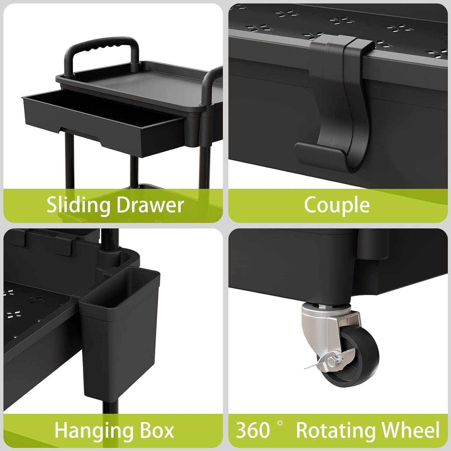 4 Tier Rolling Cart Organizer,Art Craft Diaper Bedside Snack Laundry Room Bathroom Organizer Narrow Thin Slim Rolling Trolley Utility Cart with Wheels for Kitchen,Office(Black)