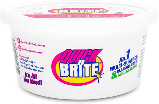 Quick 'n Brite All Purpose Cleaning Paste – Miracle Cleaner for Tough Stains, Biodegradable, Non-Toxic, Pet-Safe, Multi-Surface Stain Remover, Made in USA, 12 Oz