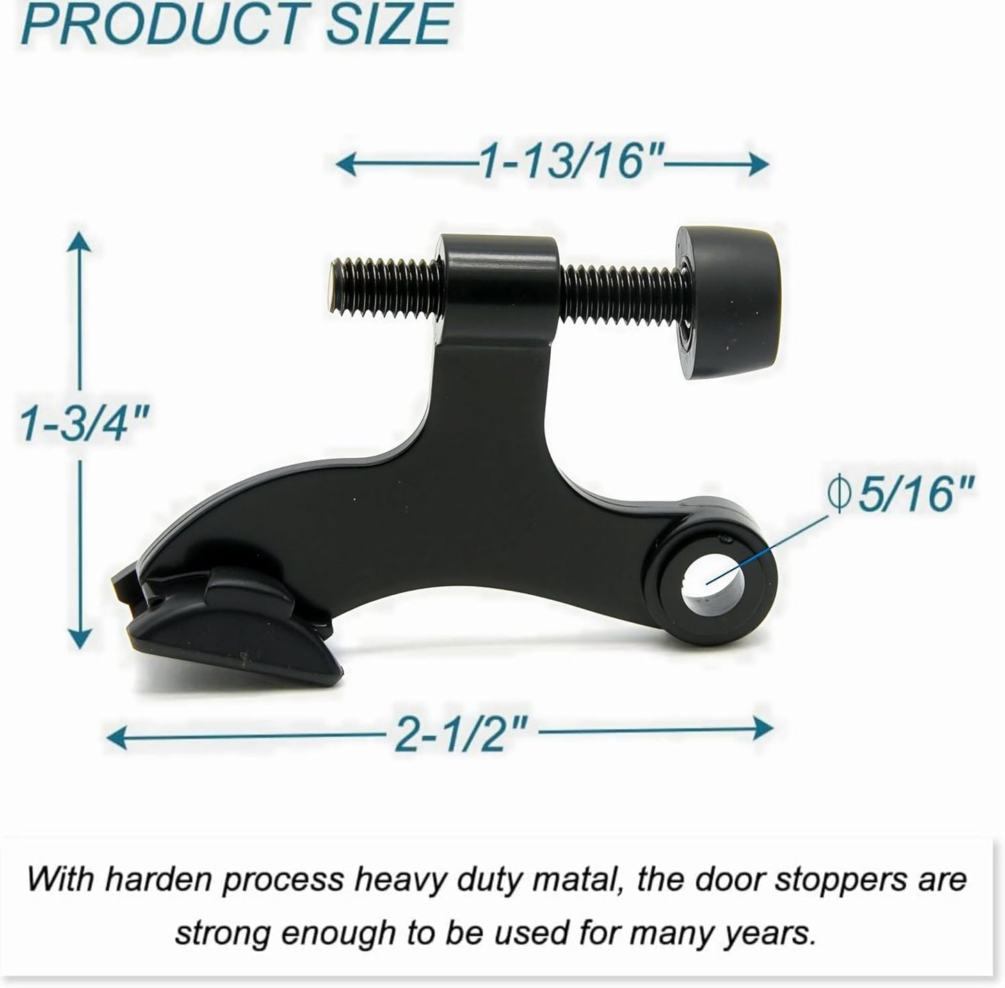 36Pack Hinge Pin Black Door Stopper, Adjustable Heavy Duty Hinge Pin Door Stop with Black Rubber Bumper Tips