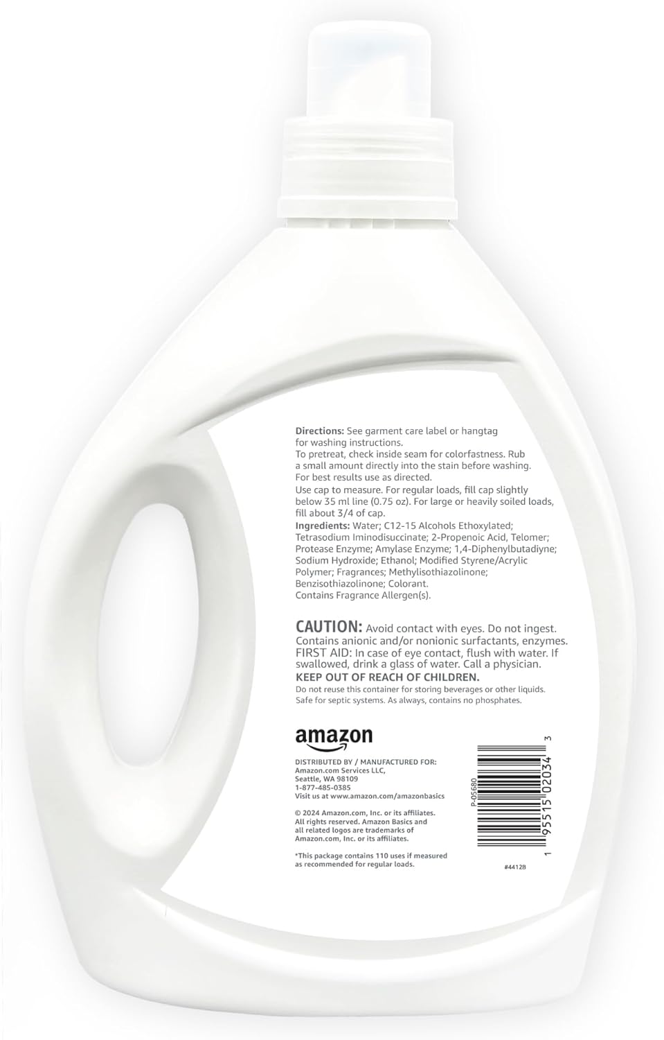 Amazon Basics Concentrated Liquid Laundry Detergent, Lavender, 110 loads, 82.5 Fl Oz (Previously Solimo)