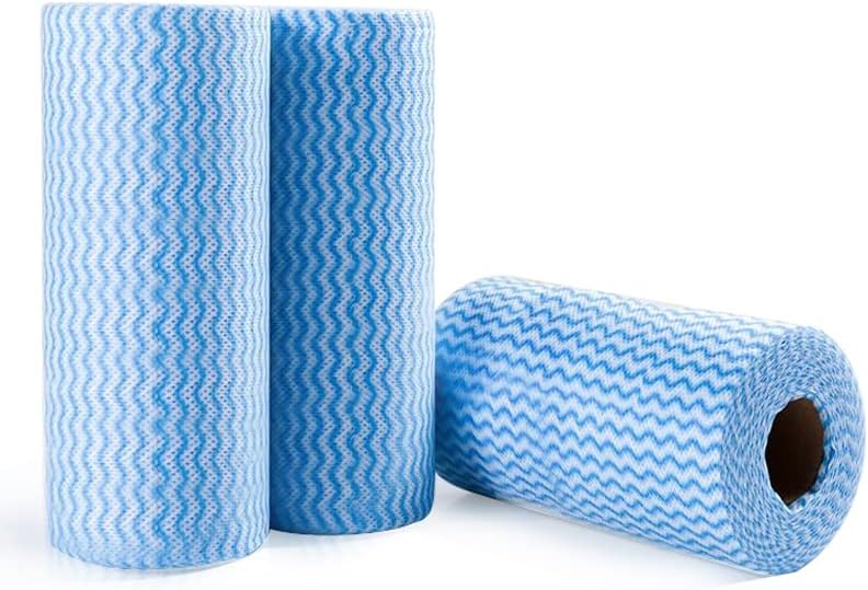 Handi Wipes Reusable Cloths, Blue Disposable Kitchen Cleaning Rolls, Heavy Duty Cleaning Cloths,J Cloth, Blue, 50 Pcs/Roll, Total 3 Rolls