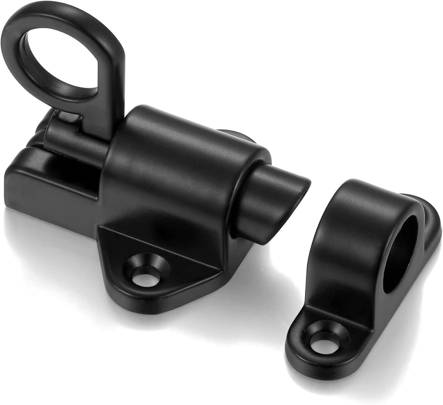 7 Packs Self-Closing Latches，Black Spring Door Lock，Resilient Bolt Latch Aluminum Alloy Safety Automatic Spring Barrel Slide Door Lock with Screws,Used for Gate,Window and Cabinet etc