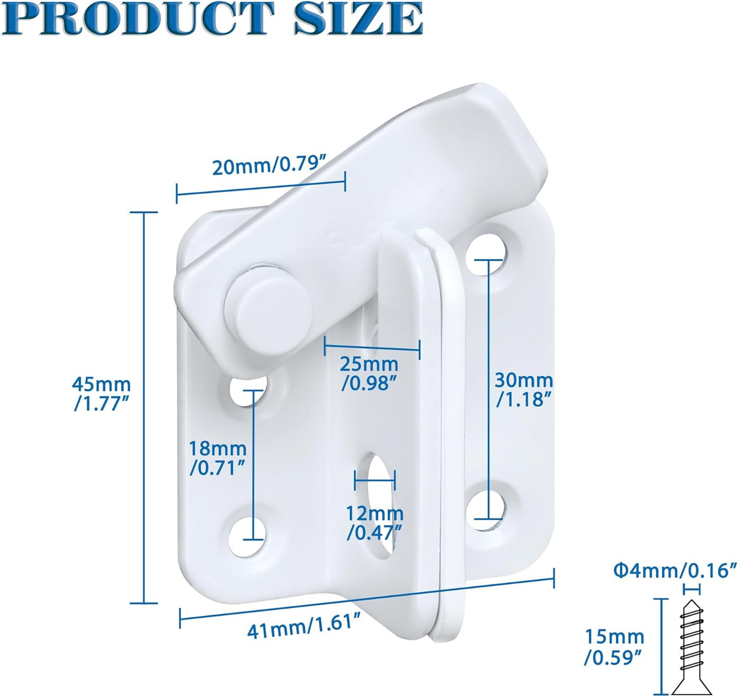 Alise Flip Latch,Gate Latches Slide Bolt Latch Safety Door Lock Catch for Barn Cabinet Pet Cage Fence Bathroom Garage Window,Heavy Duty SUS304 Stainless Steel Gate Hardware Locks,Matte White,MS5007-W