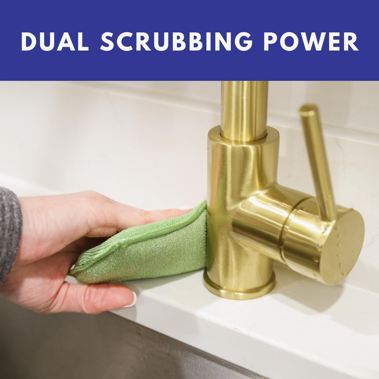 Don Aslett's 12 Piece Microfiber Kitchen Set | 6 Multi-Purpose Wash Cloths, 3 Super Absorbent Kitchen Towels, 3 Scratch-Free Sponges | Lint Free | Green